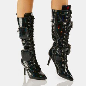 ALL THAT SHIMMER SHINES FROM THE FUTURE HEELED BOOTS ( BRAND NEW !!!! ) BLACK